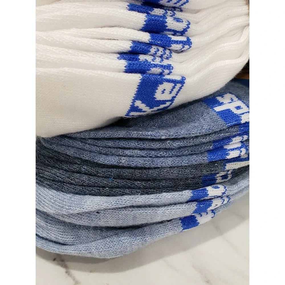 12 TOTAL Keds LOT Flat Knit Quarter Socks Size 6-10 - 2 PACK OF 6 WHITE BLUE